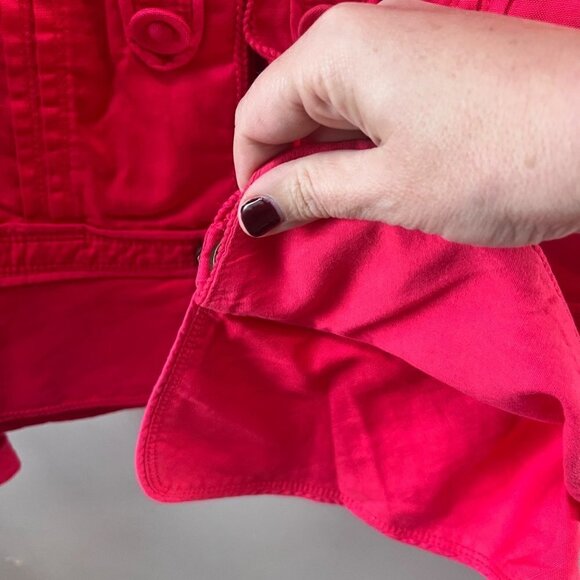 Anthropologie Elevenses Red Cotton Jacket Hook & Eye Closure. Buttons- Size 6 - Picture 6 of 7